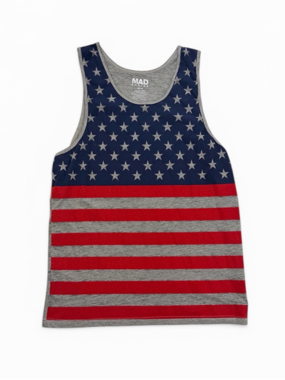 MAD Engine Navy, Red, Gray Star Stripe Tank